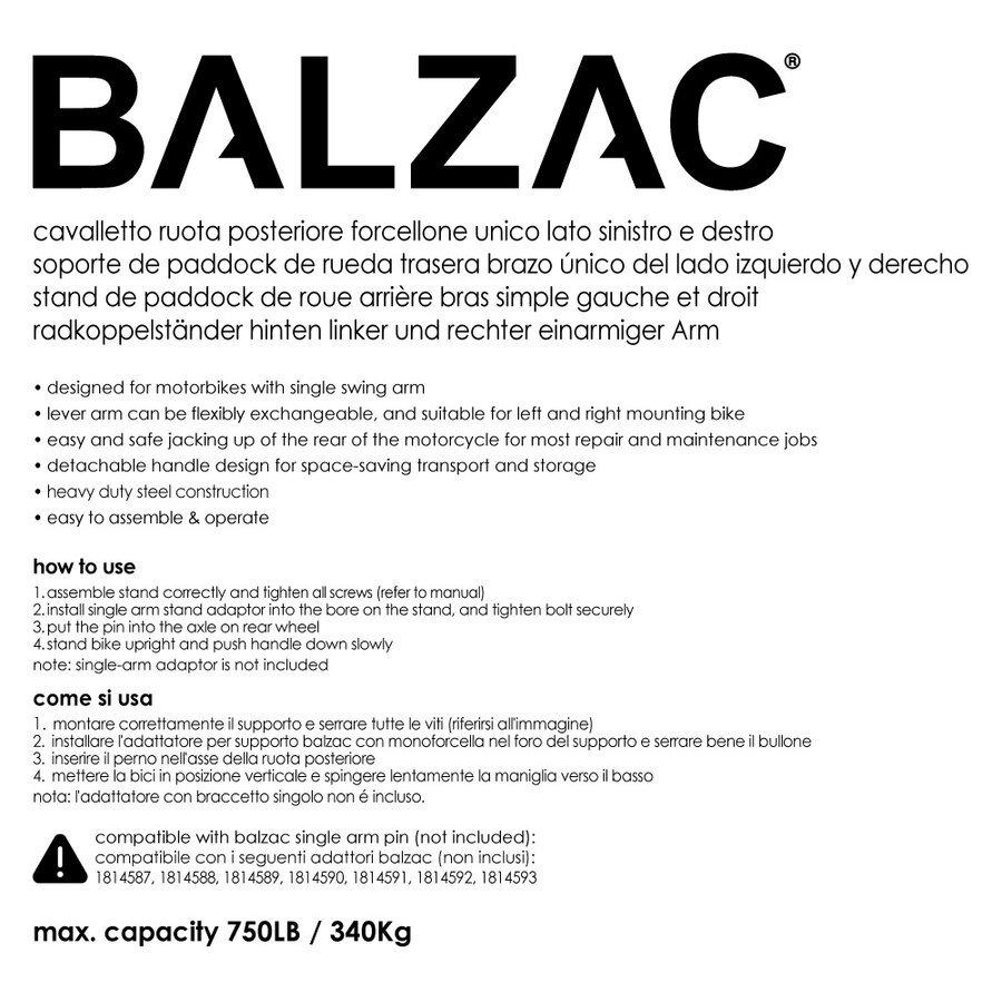 Puig Cavalletto Posteriore Per Moto - Forcellone Doppio Braccio, Acciaio Verniciato Nero - Foto 8