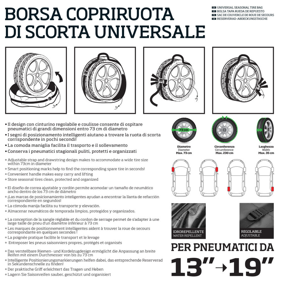RoSoy Copri Ruota di Scorta, 1 Pz Universale 13-19 Pollici Auto SUV