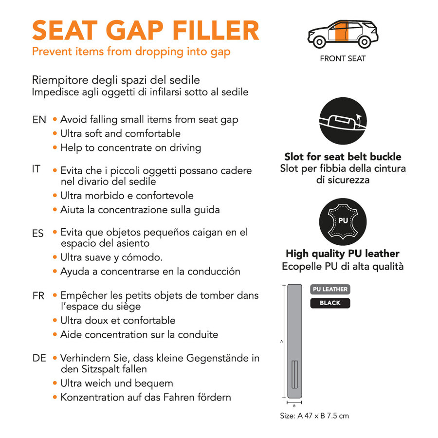 LightBeacon 2 Pezzi Riempitivo Per Sedili Auto - Tappo Spazio Sedile Con 4 Ganci, Nero, Organizzatore Auto - Foto 6