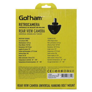 Retrocamera Auto GOTHAM 170° Con Visione Notturna | 8 LED IR, Impermeabile IP67, CMOS 720x576 Con Linee Guida