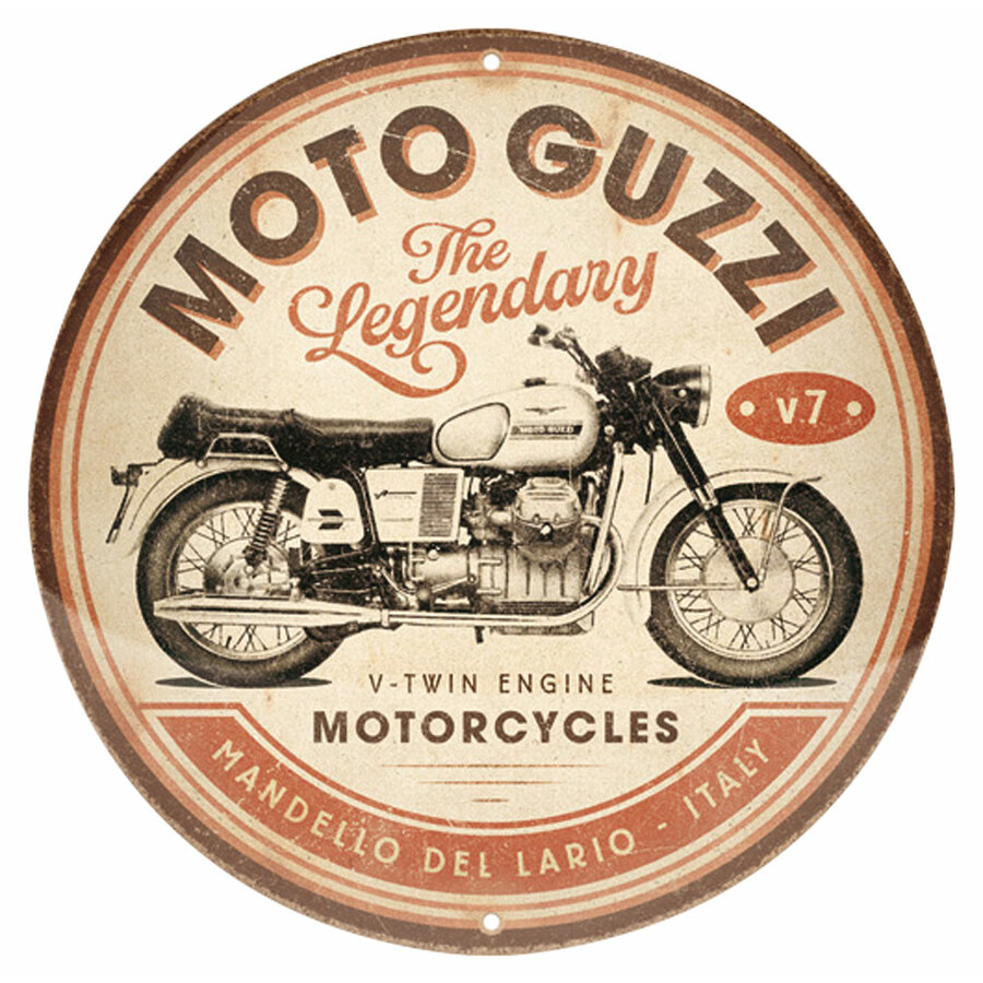 Cartello in latta Moto Guzzi - The Legendary V Twin Engine - NOSTALGIC ART