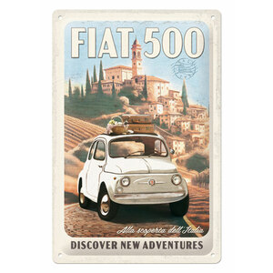 Cartello in latta Fiat 500 - NOSTALGIC ART - NOSTALGIC ART