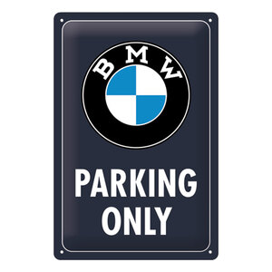 NOSTALGIC ART - Cartello in latta Bmw Parking Only Classic Blue - NOSTALGIC ART - Cartello in latta