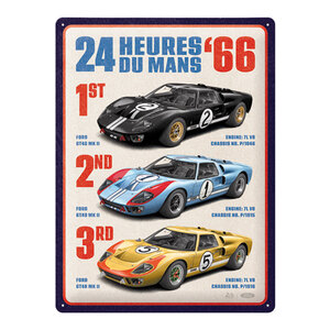 NOSTALGIC ART - Cartello in latta 24h Le Mans - 1966 Ford GT40 Winners - NOSTALGIC ART - Cartello in latta