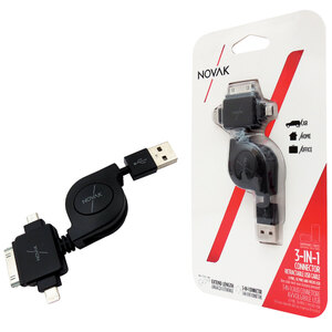 NOVAK - Cavo 3 in 1 - USB Retraibile - NOVAK - Cavo 3 in 1 - USB
