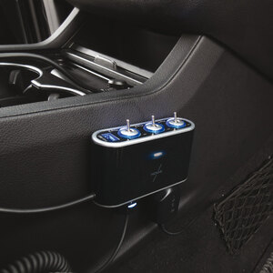 OBEST Sdoppiatore Presa Accendisigari Auto 3 Prese 100W + 4 Porte USB 2.4A | Caricabatterie Con Interruttori E Voltmetro LED | Per Camper, Auto, Camion 12-24V - 2