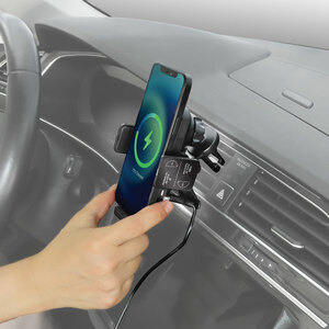 Supporto Telefono Auto Wireless Con Caricabatterie Qi 10W - Base A Presa D'Aria, Ricarica Automatica