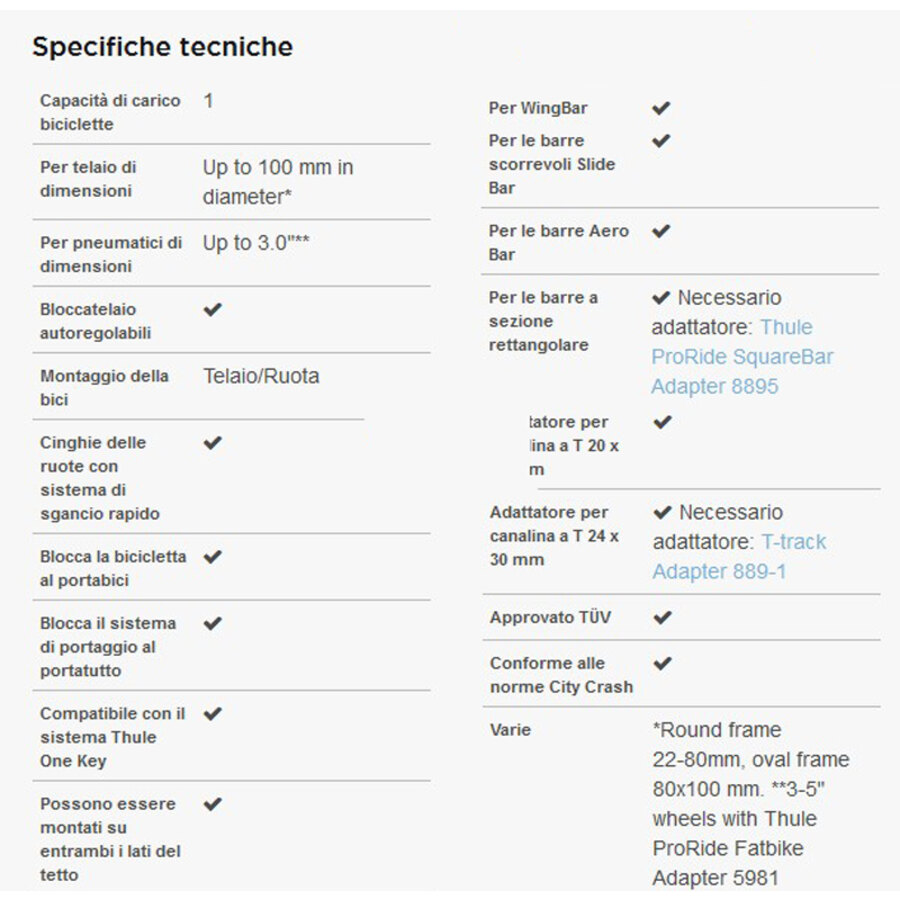 TG. Taglia Unica) Thule - Supporto Per Ruota TH Posteriore PRORIDE 598