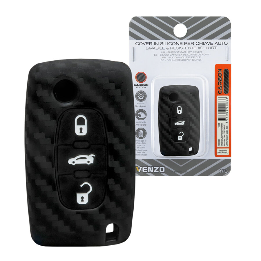 Cover chiave Carbon Edition - VENZO Citroen C2, C3, C4, C5, C6, C8, Picasso, Xsara, Peugeot 207, 307