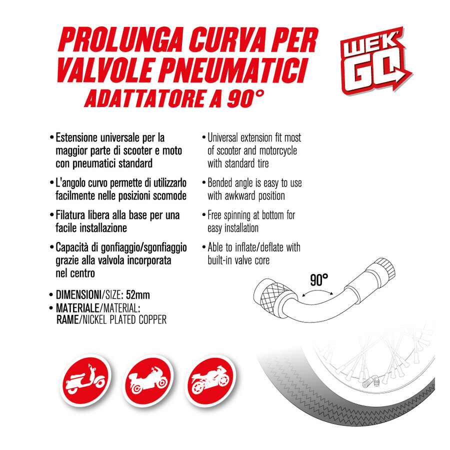 Raccordo valvola aria Adattatore 90° - WEKGO | Bep's