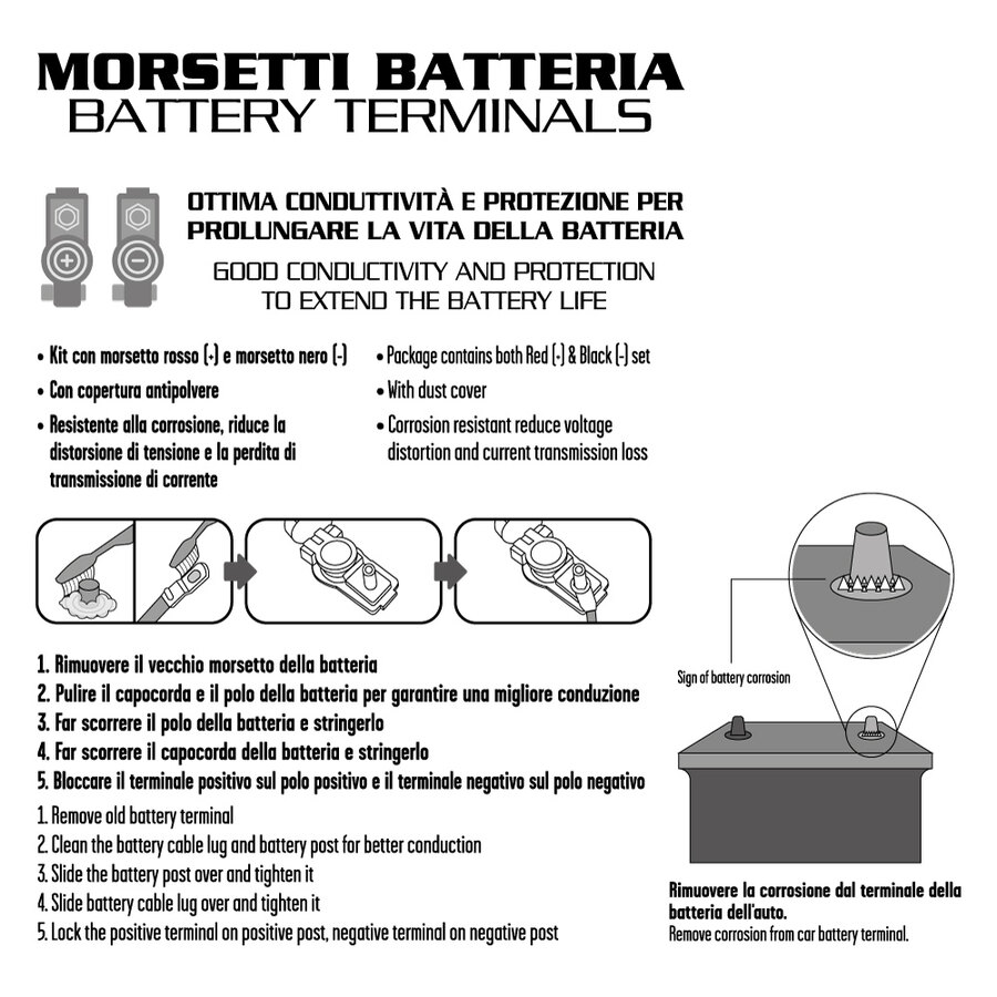 Acquista DYS TOOL SHOP Morsetti Per Terminali Batteria Negativi Positivi Per Auto, Barca, Camion, Furgone In Italia A Partire Da 5.15 - Foto 3