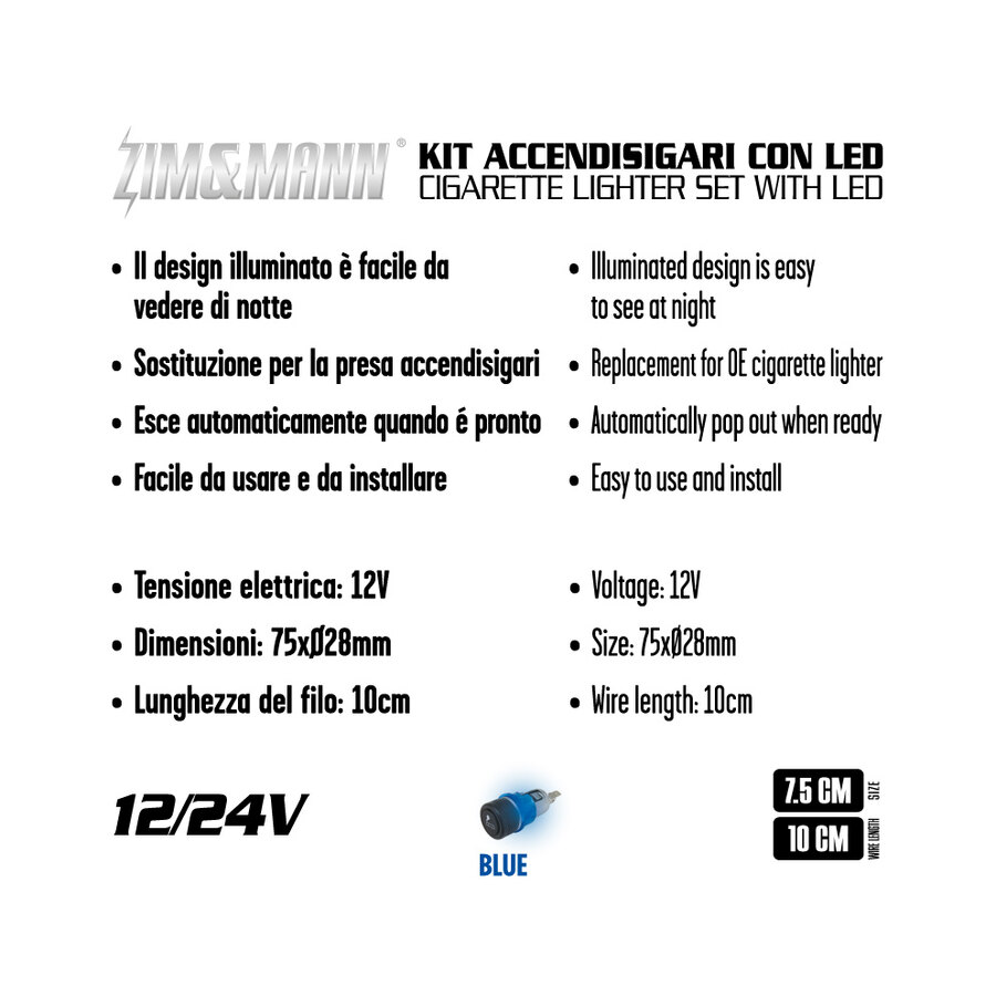 Auto Presa Accendisigari 12V-24V DC, Adattatore Universale per