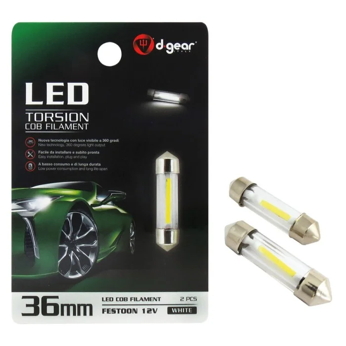 Lampadina a siluro a led SV8,5 36mm Torsion COB filament - D-GEAR