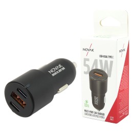 USB da presa accendisigari USB-A + 2 Type-C 54W - NOVAK