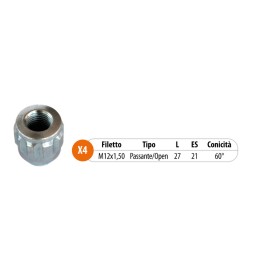Dadi antifurto Daihatsu Cuore, Sirion, Terios, Hyundai Accent, Atos, Getz, Matrix, i10, i20, i30 - TECNOSTEEL