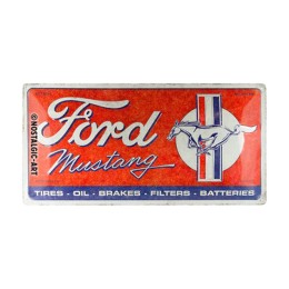 Cartello in latta Ford Mustang Horse & Stripes Logo Red - NOSTALGIC ART