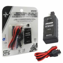 Presa di corrente Doppio USB con interruttore e voltmetro - ZIM&MANN